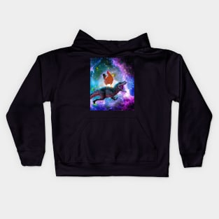 Chicken Riding Dinosaur In Space Kids Hoodie